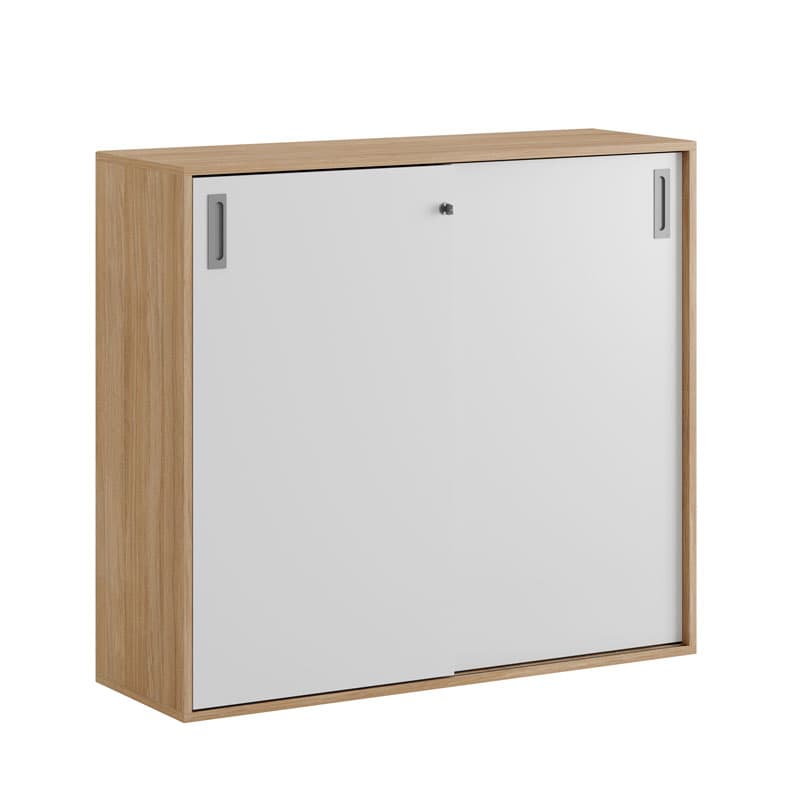 Skjutdörrskåp 120x40x107,5cm - Urban oak stomme och vita dörrar