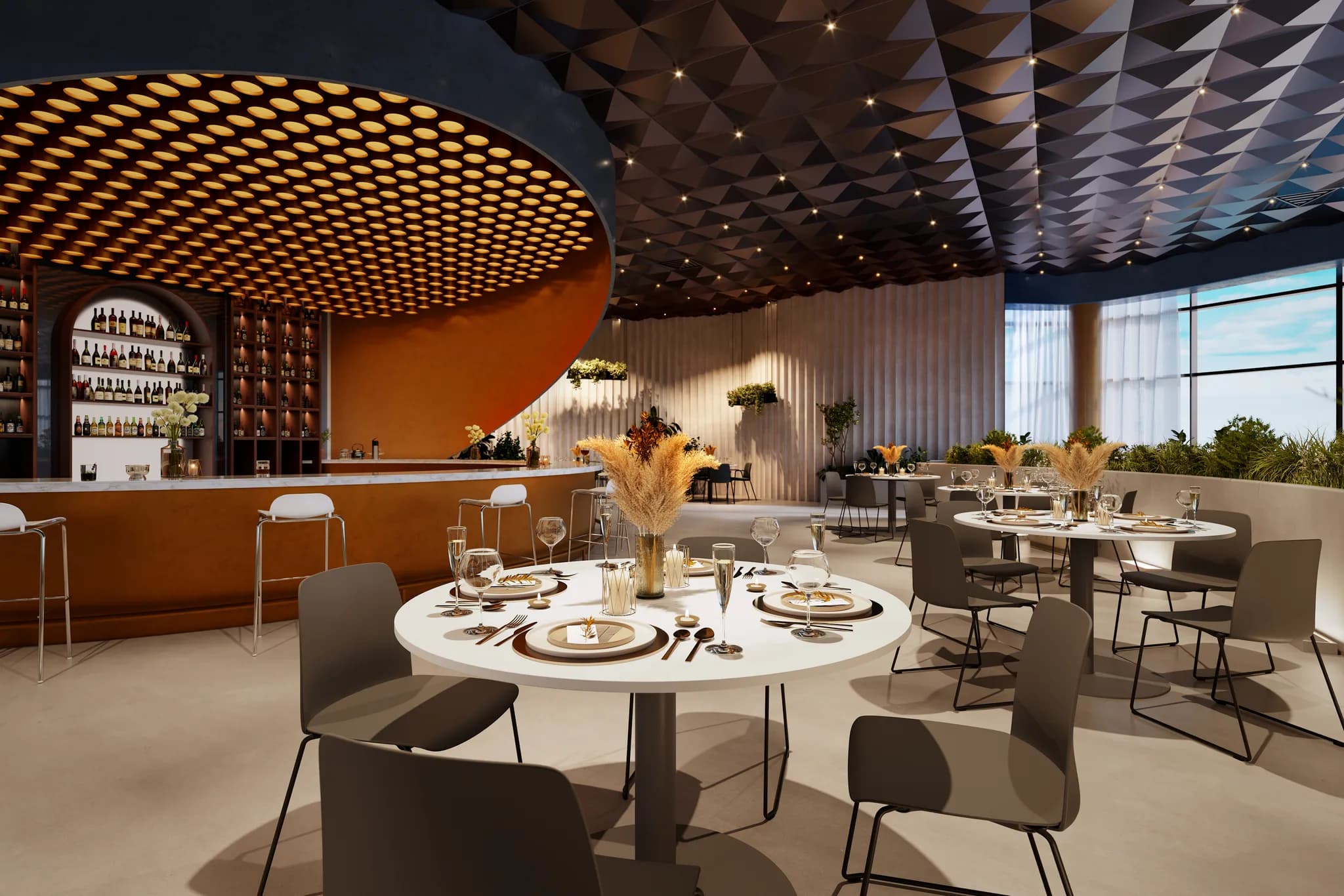 Choice i plast med medar i en restaurang med bar