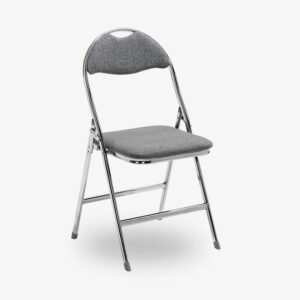 grå fällbar klappstol tygsits krom