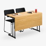 fällbart bord bok ek vit grå björk krom